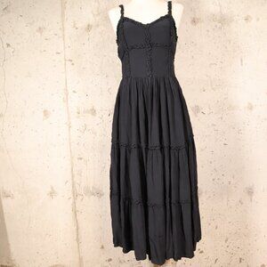 SUNDANCE Black Dress Size PXXS Maxi Skinny Strap Tiered A-Line